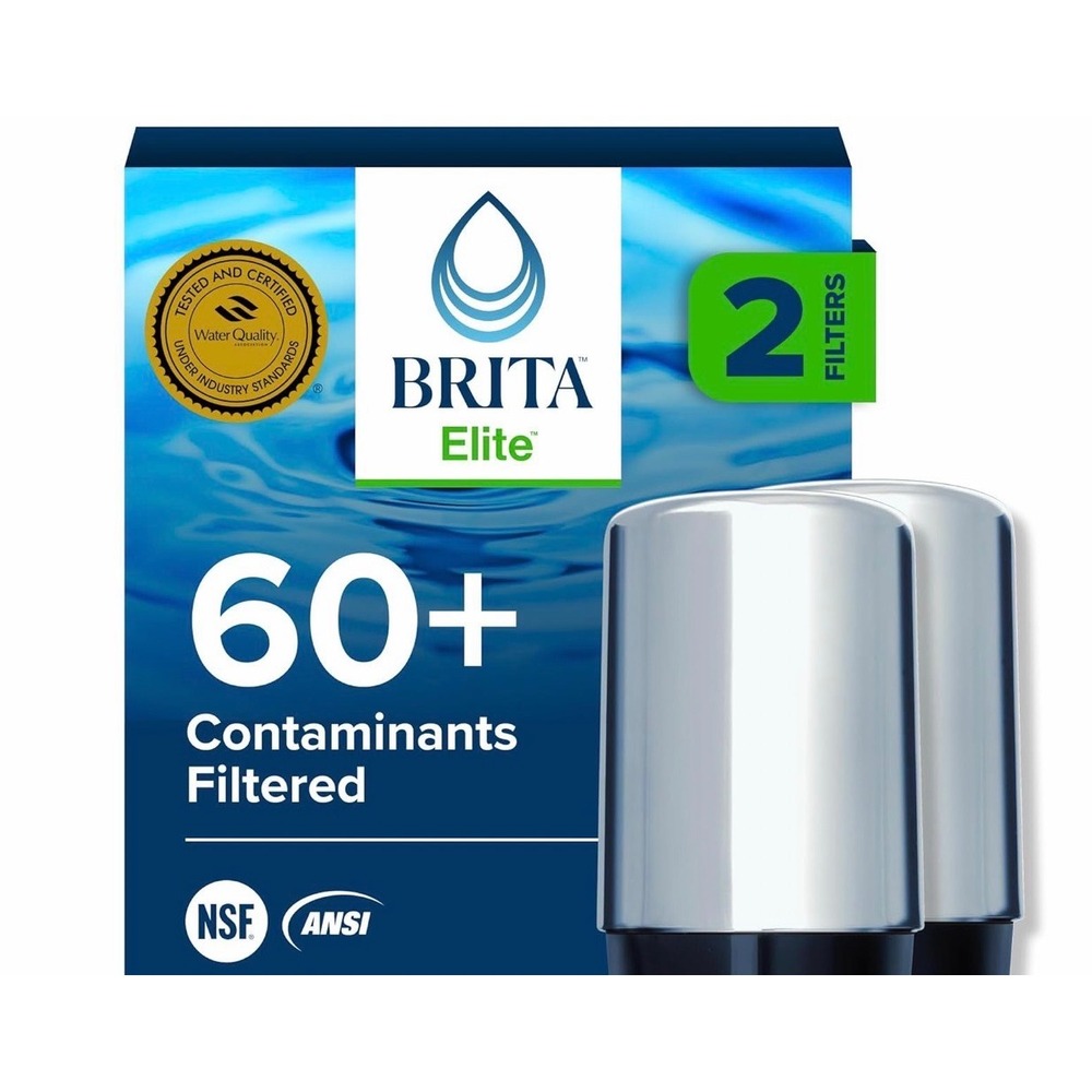 Brita Elite‎ Faucet Mount Replacement Water Filter Chrome 2 Count Lead Removal